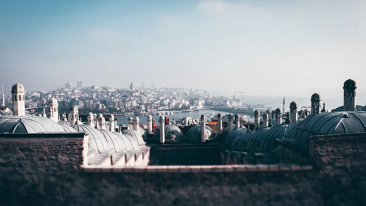 Cami kubbeleri ve şehir silueti